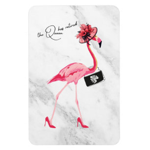 The Queen Has Retired Classy Chic Pink Flamingo Magnet