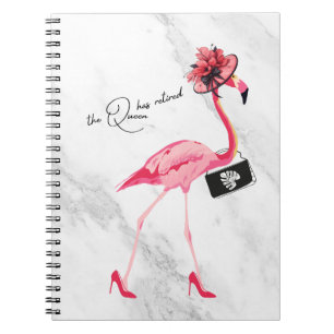 The Queen Has Retired Classy Chic Pink Flamingo Notebook