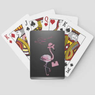 The Queen Has Retired Classy Chic Pink Flamingo Poker Cards