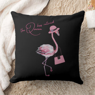 The Queen Has Retired Classy Chic Pink Flamingo Throw Pillow