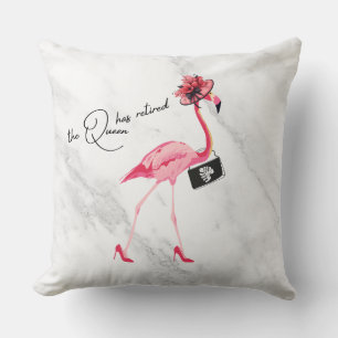 The Queen Has Retired Classy Chic Pink Flamingo Throw Pillow