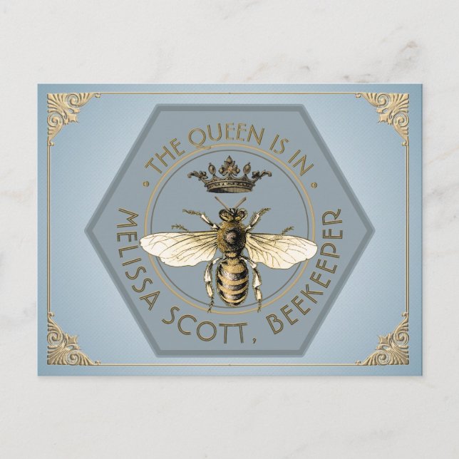 THE QUEEN IS IN - Beekeeper Apiary Queen Bee Postcard (Front)