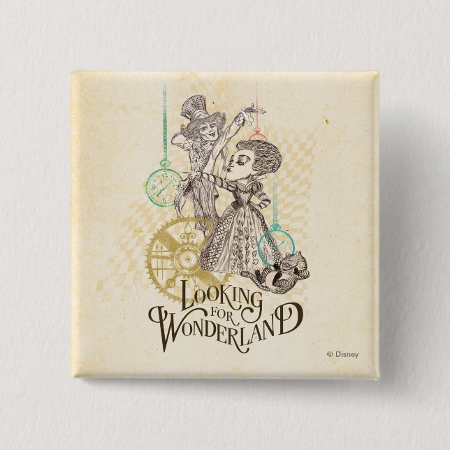 The Queen & Mad Hatter | Looking for Wonderland Button (Front)