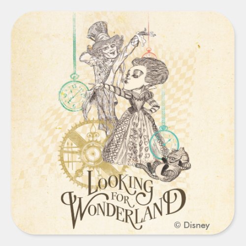 The Queen  Mad Hatter  Looking for Wonderland Square Sticker