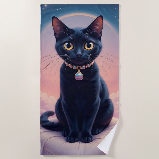 The Queen Of Black Cat Heaven Beach Towel (Front)