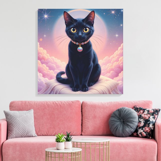 The Queen Of Black Cat Heaven Canvas Print (Insitu(LivingRoom))