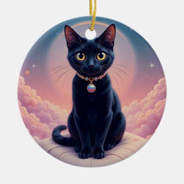 The Queen Of Black Cat Heaven Ceramic Ornament (Front)
