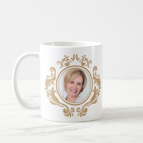 The Queen of Courage Gold Baroque Photo Frame Name Coffee Mug