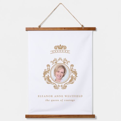 The Queen of Courage Gold Baroque Photo Frame Name Hanging Tapestry