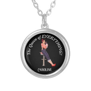 The Queen of Everything! Editable text and name Silver Plated Necklace