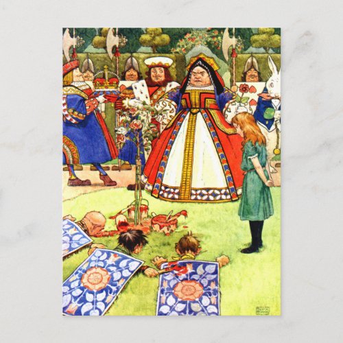 The Queen of Hearts and Alice in Wonderland Postcard