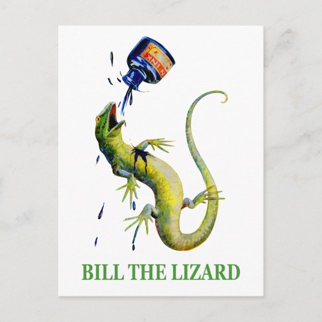 The Queen of Hearts attacks Bill the Lizard Postcard (Front)