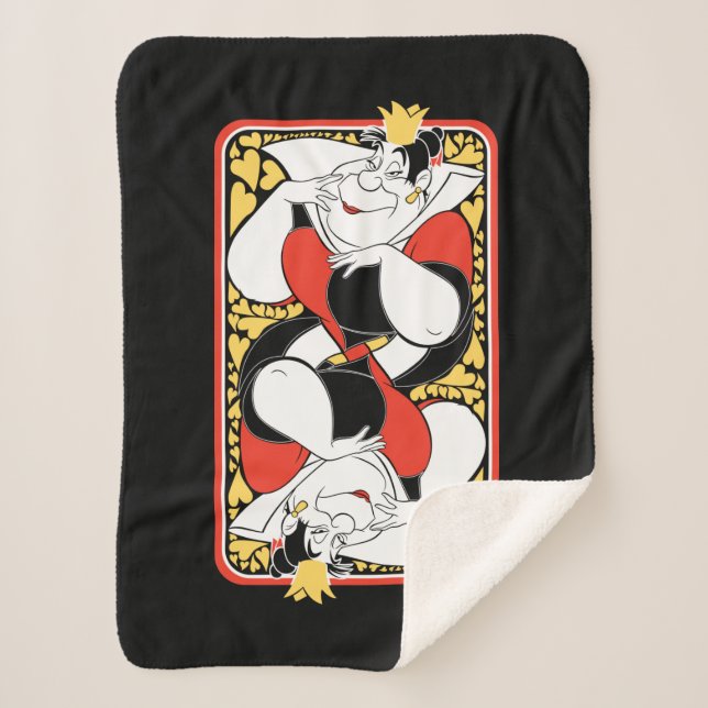 The Queen of Hearts | Deck of Cards Sherpa Blanket (Front)