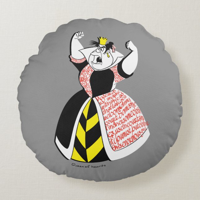 The Queen of Hearts | Skirt Text Design Round Pillow (Front)
