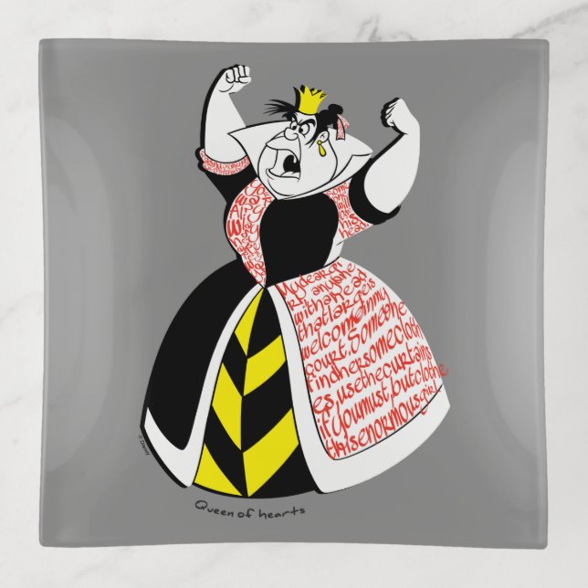 The Queen of Hearts | Skirt Text Design Trinket Tray (Front)