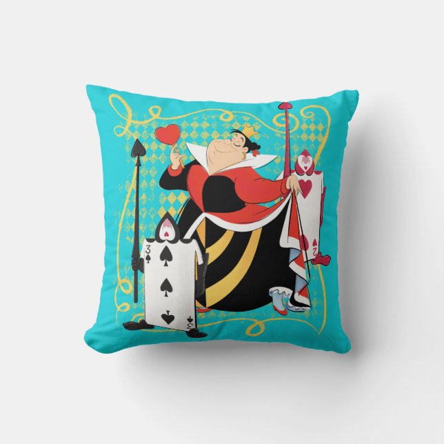 The Queen of Hearts | The Queen's Card Soldiers Throw Pillow (Front)