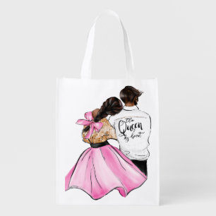 The Queen of my heart valentine day couple in love Grocery Bag
