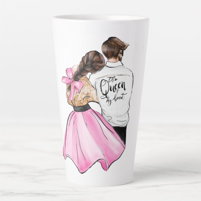 The Queen of my heart valentine day couple in love Latte Mug (Front)