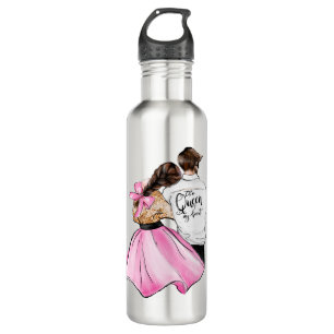 The Queen of my heart valentine day couple in love Stainless Steel Water Bottle