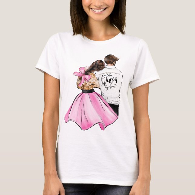 The Queen of my heart valentine day couple in love T-Shirt (Front)