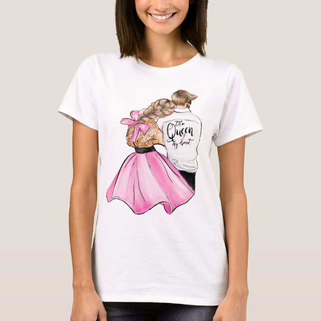 The Queen of my heart valentine day couple in love T-Shirt (Front)