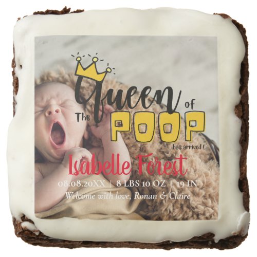 The Queen of POOP Has Arrived _Birth Announcement  Brownie