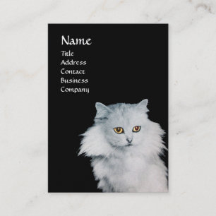 THE QUEEN OF WHITE CATS, MONOGRAM  pearl paper Business Card