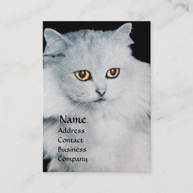THE QUEEN OF WHITE CATS,white pearl paper Business Card (Front)