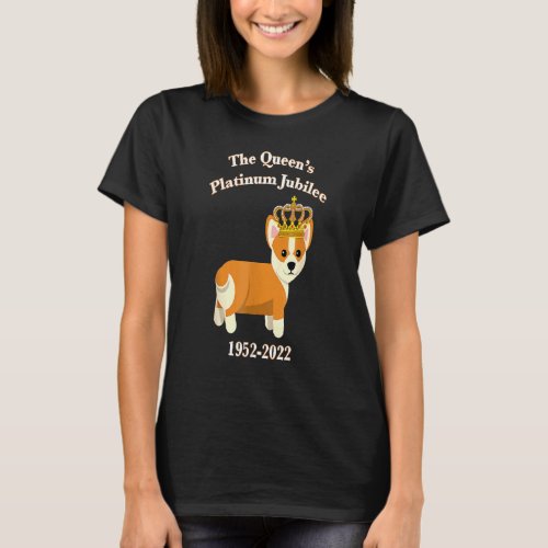 The Queen Platinum Jubilee Corgi With Crown Dog  P T_Shirt
