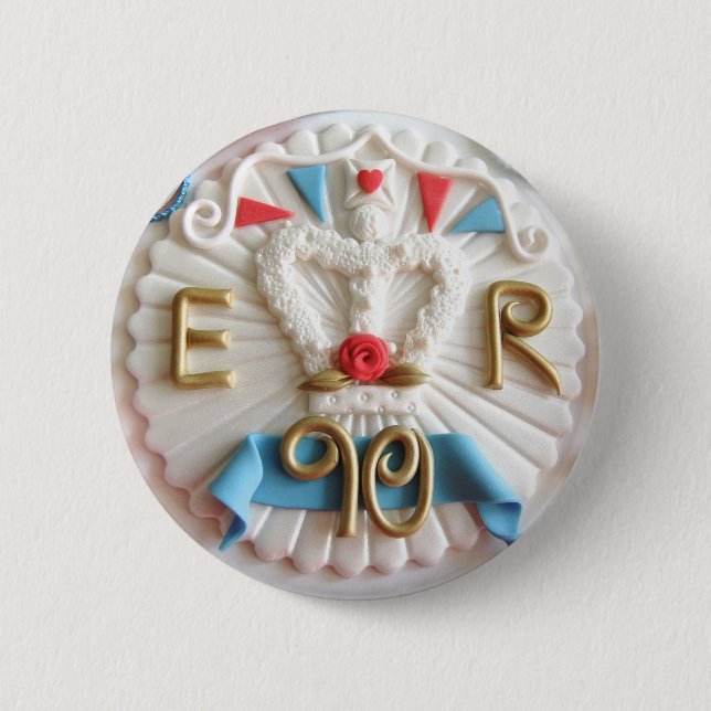 The Queen's 90th Birthday Celebrations Badge Button (Front)