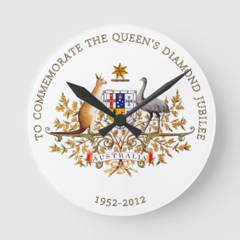 The Queen's Diamond Jubilee - Australia Round Clock by peaklander at Zazzle