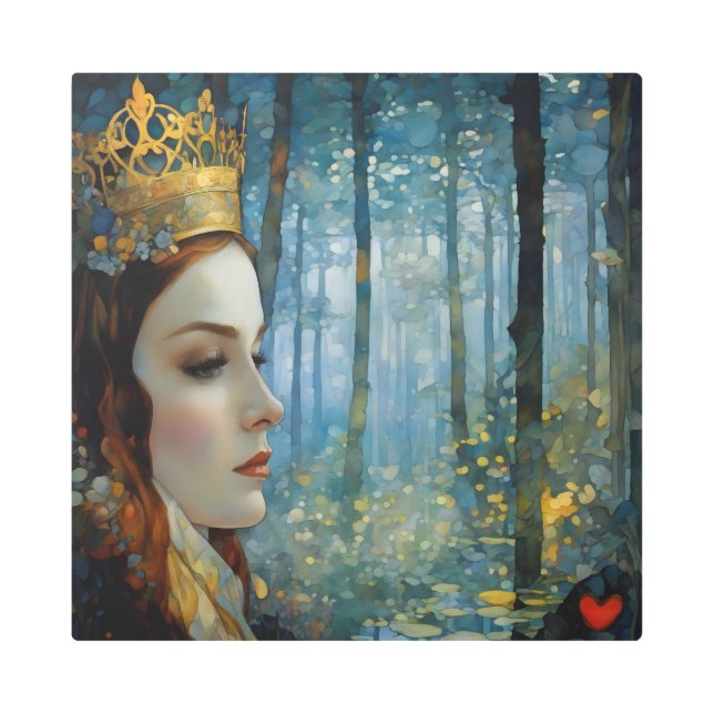 The Queen's Lost Heart Fairytale Portrait Metal Print (Front)