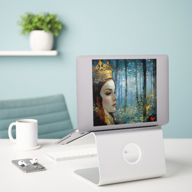 The Queen's Lost Heart Fairytale Portrait Sticker (Laptop On Desk)