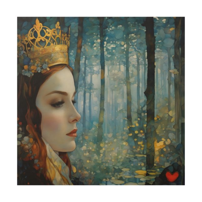 The Queen's Lost Heart Fairytale Portrait Wood Wall Art (Front)