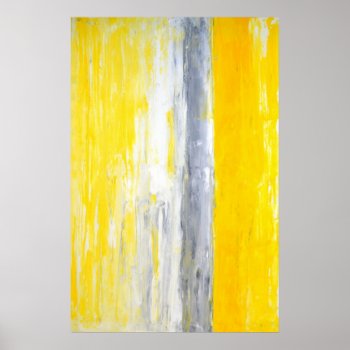 'the Queue' Gray And Yellow Abstract Art Poster by T30Gallery at Zazzle