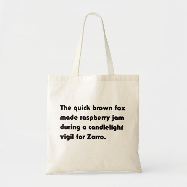 The Quick Brown Fox Made Raspberry... Pangram Tee Tote Bag (Front)