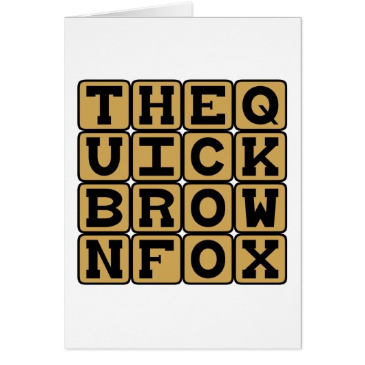 The Quick Brown Fox, Pangram Subject Cards (Front)