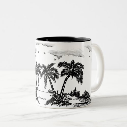 The quiet and lonely sea but we still have drinks Two_Tone coffee mug