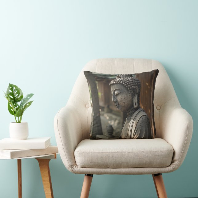 The Quiet Buddha Throw Pillow (Chair)