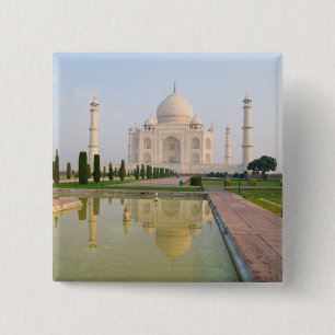 The quiet peaceful Taj Mahal at sunrise one of Pinback Button