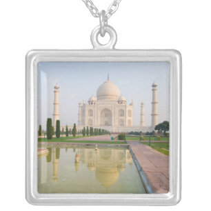 The quiet peaceful Taj Mahal at sunrise one of Silver Plated Necklace