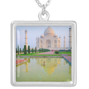 The quiet peaceful World Famous Taj Mahal at Silver Plated Necklace