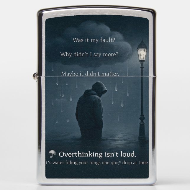 The Quiet Spiral – Realistic Overthinking Tee Zippo Lighter (Front)