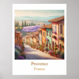 The Quiet Village Provence in Watercolor Poster