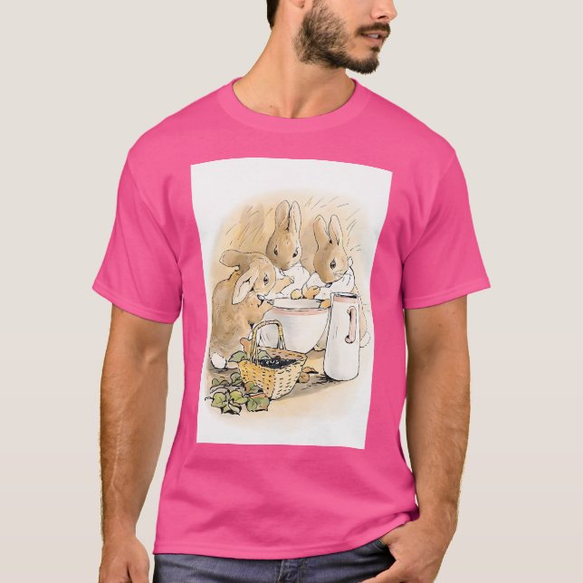 The Rabbit Family Having Tea By Beatrix Potter T-Shirt (Front)