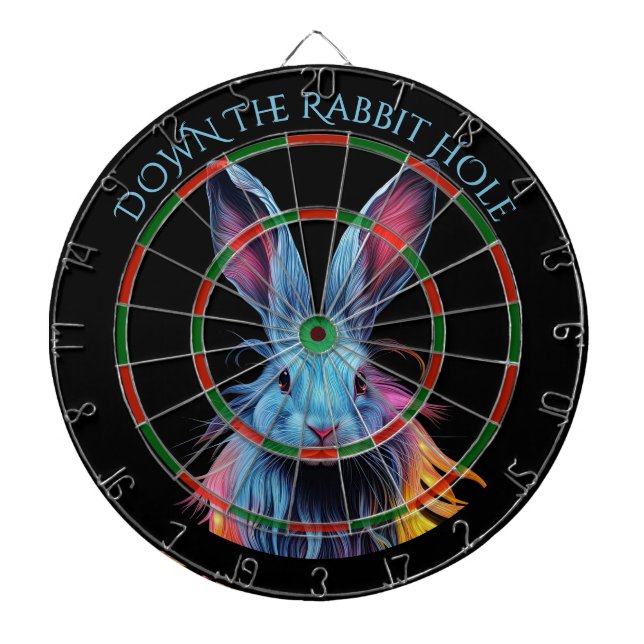 The Rabbit Hole Blue Rabbit on Fire  Dart Board (Front)