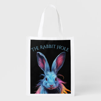 The Rabbit Hole Blue Rabbit on Fire Grocery Bag