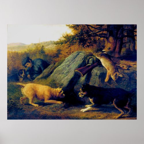 The Rabbit Hunters Thomas Hewes Hinckley 1850 Poster