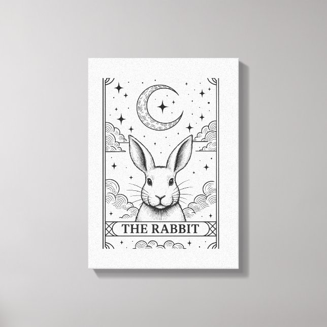 The Rabbit | Mystical Moon Tarot Card Illustration Canvas Print (Front)
