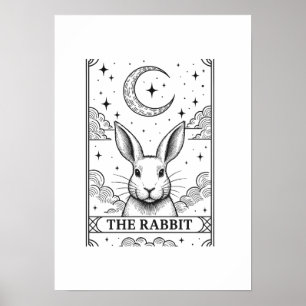 The Rabbit Mystical Moon Tarot Card Illustration Poster